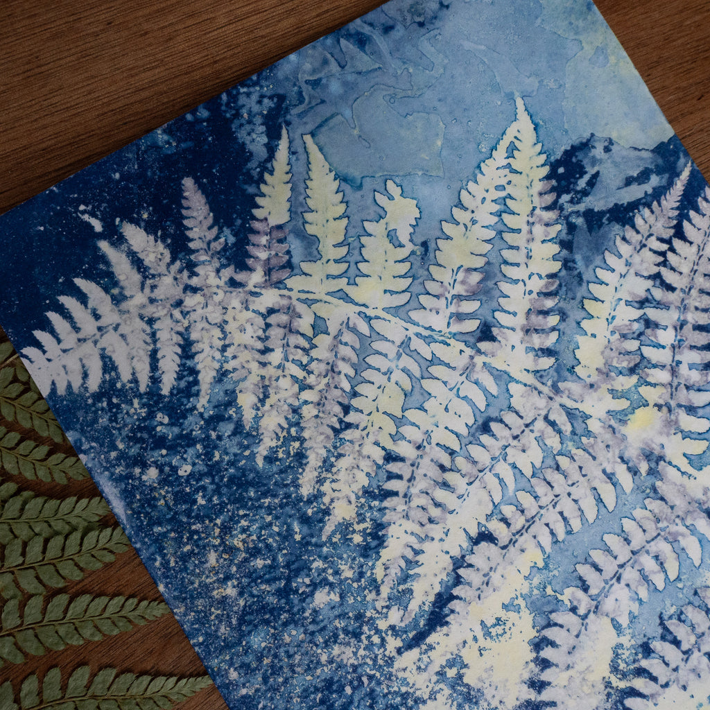 Fougère 2 - Tirage cyanotype humide original