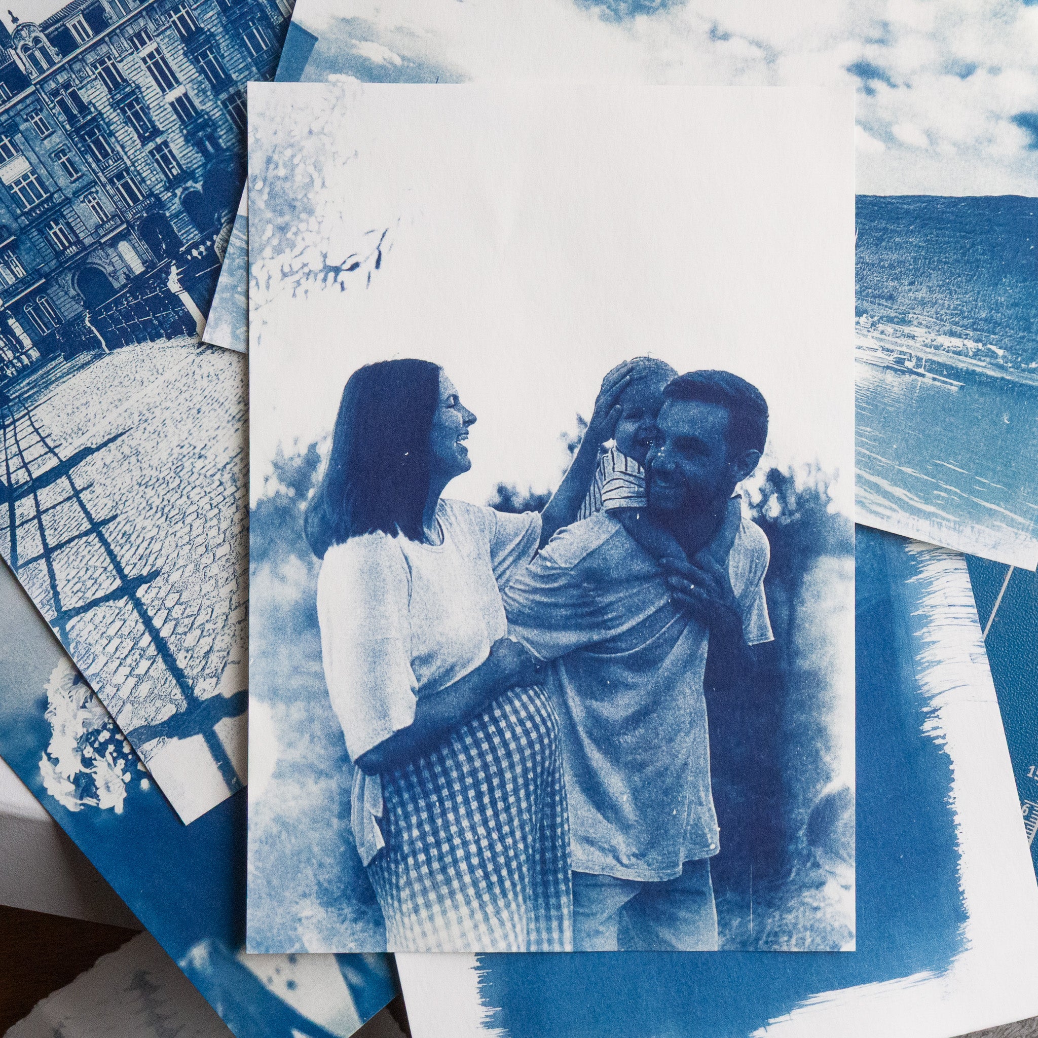 Photo de famille en cyanotype - à partir de votre photographie