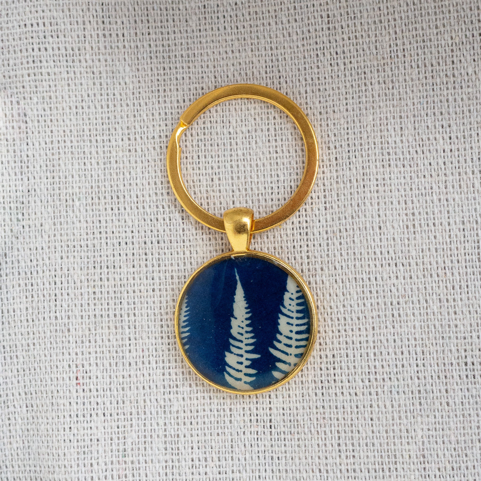 Porte-clés cyanotype unique - fragment N°13