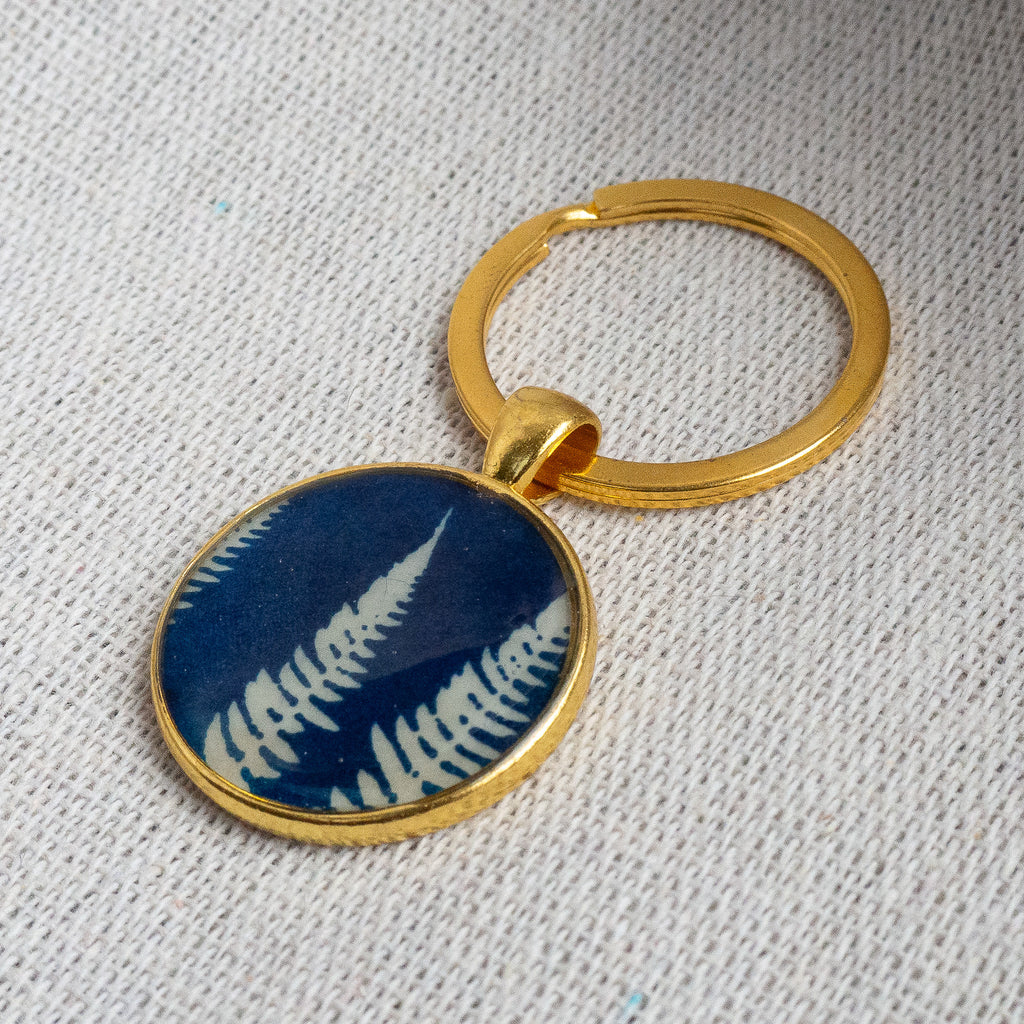 Porte-clés cyanotype unique - fragment N°13